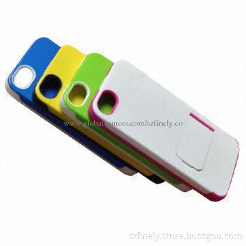 Stand case for iPhone 5/5S, PC + TPU material, double injection with camera hole ring